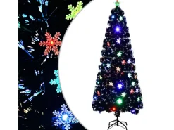 vidaXL Weihnachtsbaum mit LED-Schneeflocken Schwarz 240 cm Fiberoptik