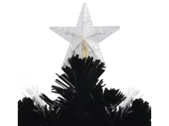 vidaXL Weihnachtsbaum mit LED-Schneeflocken Schwarz 240 cm Fiberoptik