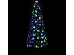 vidaXL Weihnachtsbaum mit LED-Schneeflocken Schwarz 240 cm Fiberoptik