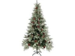 vidaXL Weihnachtsbaum mit Zapfen Grün und Weiß 195 cm PVC & PE