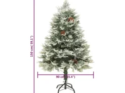 vidaXL Weihnachtsbaum mit LEDs   Kiefernzapfen Grün 150 cm PVC   PE Modell 2