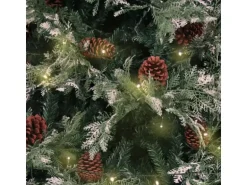 vidaXL Weihnachtsbaum mit LEDs Kiefernzapfen Grün Weiß 225 cm PVC   PE