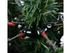 vidaXL Weihnachtsbaum mit LEDs Kiefernzapfen Grün Weiß 225 cm PVC   PE