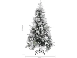vidaXL Weihnachtsbaum mit Zapfen Beschneit 225 cm PVC   PE