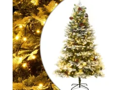 vidaXL Weihnachtsbaum mit LEDs & Kiefernzapfen Grün 195 cm PVC & PE Modell 2