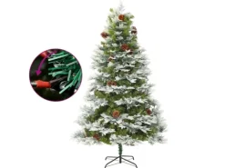 vidaXL Weihnachtsbaum mit LEDs & Kiefernzapfen Grün 195 cm PVC & PE Modell 2