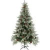 vidaXL Weihnachtsbaum mit LEDs&Kiefernzapfen Grün&Weiß 195 cm PVC & PE