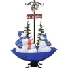 vidaXL Weihnachtsbaum mit Schnee und Schirm-Fuß Blau 170 cm PVC