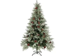 vidaXL Weihnachtsbaum mit Zapfen Grün und Weiß 120 cm PVC & PE
