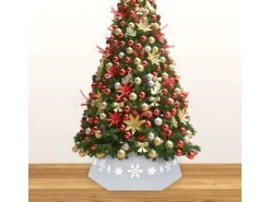 vidaXL Weihnachtsbaumrock Silbern und Weiß Ø68x25 cm