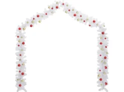 vidaXL Weihnachtsgirlande Geschmückt mit Kugeln Weiß 10 m