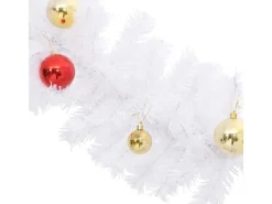 vidaXL Weihnachtsgirlande Geschmückt mit Kugeln Weiß 5 m