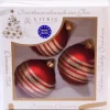 Vitbis Glas-Weihnachtskugeln 3-teilig Dekor Rot-Matt Ø 8 cm