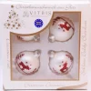 Vitbis Glas-Weihnachtskugeln 4-teilig Dekor Weiß Rot Ø 6 cm
