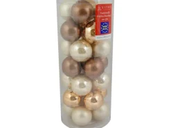 Vitbis Weihnachtskugel-Mix Glas ø 6 cm 28 Stück Champagner-Braun