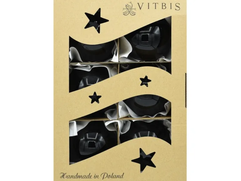 Vitbis Weihnachtskugeln 6-teilig Ø 8 cm Schwarz Glänzend