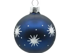 Vitbis Weihnachtskugel-Set Dekor Glas Ø 6 cm Dunkelblau Matt 4 Stück
