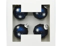 Vitbis Weihnachtskugel-Set Dekor Glas Ø 6 cm Dunkelblau Matt 4 Stück
