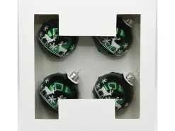 Vitbis Weihnachtskugel-Set Dekor Glas Ø 6 cm Grün Glänzend 4 Stück
