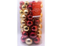 Vitbis Weihnachtskugel-Set Glas ø 4-7 cm 60 Stück Rot-Gold