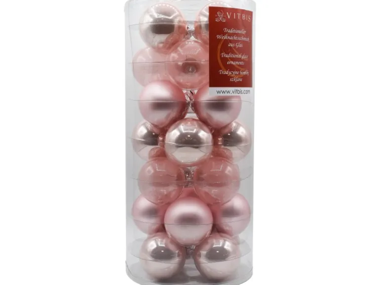 Vitbis Weihnachtskugel-Set 28-teilig Ø 6 cm Babyrosa