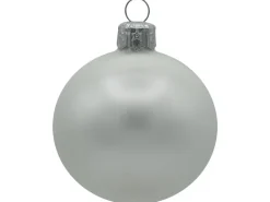 Vitbis Weihnachtskugel-Set Glas Ø 6 cm Silber Mix - Weiß Opal/Matt 28 Stück