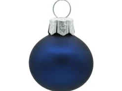 Vitbis Weihnachtskugel-Set Glas Ø 8 cm Dunkelblau Mix Cognac Glänzend 6 Stück