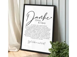 WANDStyle Gerahmtes Poster Danke Oma und Opa 40 x 60 cm Geschenkidee für Mehrere Personen