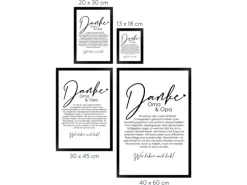 WANDStyle Gerahmtes Poster Danke Oma und Opa 40 x 60 cm Geschenkidee für Mehrere Personen