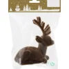 Weihnachtliche Hirschfigur liegend aus Kunststoff beflockt im Beutel Braun 10 cm