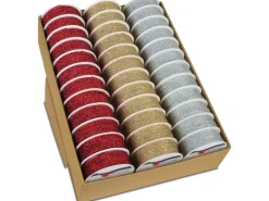 Weihnachtliche Kordel 5 m Rot-Gold-Silber sortiert