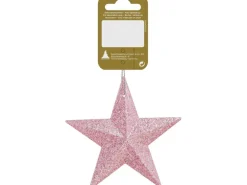 Weihnachtlicher Dekoanhänger Stern aus Kunststoff Rosa Ø 9,5 cm