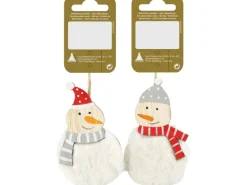 Weihnachtlicher Dekoanhänger Schneemann in 2 Ausführungen Weiß 9 cm x 5,5 cm