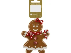 Weihnachtlicher Dekoanhänger Lebkuchenfrau aus Filz Braun-Weiß 12 cm