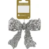 Weihnachtlicher Dekoanhänger Schleife aus Kunststoff Silber mit Glitzer