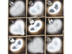 Weihnachtlicher Dekoanhänger Herzen 9 Stück in 3 Ausführungen Silber 4,5 cm