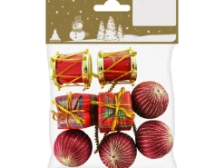 Weihnachtliches Bastelset aus Kunststoff 8-teilig im Beutel Rot-Gold