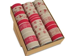 Weihnachtliches Geschenkband in Leinenoptik 2 m sortiert