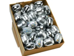 Weihnachtliches Ringelband-Eiknäuel 20 m Silber sortiert