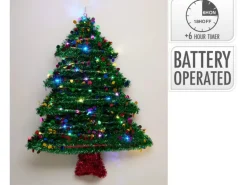 Weihnachtsbaum mit LEDs aus Lametta 57 x 43 x 1 cm Grün