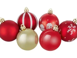 Weihnachtsbaumkugeln Ø 6 cm Kunststoff Rot Gold Weiß 12-teilig