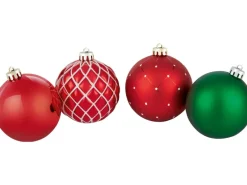 Weihnachtsbaumkugeln Ø 8 cm Kunststoff Rot Grün 6-teilig