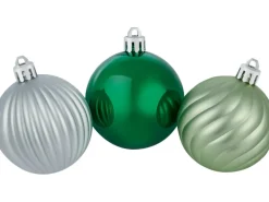 Weihnachtsbaumkugeln Ø 6 cm Kunststoff Grün Silber 40-teilig