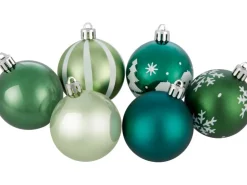 Weihnachtsbaumkugeln Ø 6 cm Kunststoff Grün Silber Weiß 12-teilig