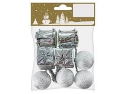 Weihnachts-Deko Bastel-Set aus Kunststoff Weiß-Silber 8-teilig