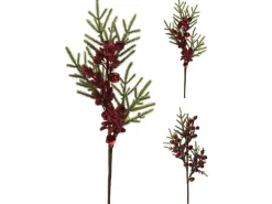Weihnachts-Deko Beerenzweig mit Glocken 22 x 2 x 48 cm Grün-Rot 2-fach Sortiert
