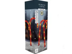 Weihnachts-Deko Bodenlampen-Set Zuckerstangen Rot-Weiß 6 teilig