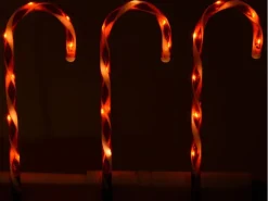 Weihnachts-Deko Bodenlampen-Set Zuckerstangen Rot-Weiß 6 teilig