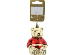 Weihnachts-Deko Bär zum Hängen aus Kunststoff 6 cm x 8,5 cm Rot-Gold