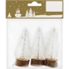 Weihnachtsdeko Bäume-Set Kunststoff 7,5 cm Weiß 3 Stück